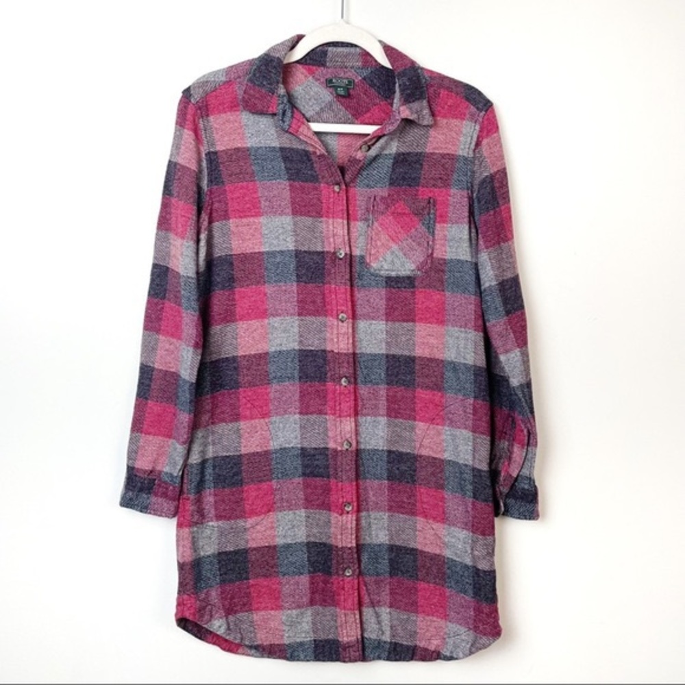 Roots Flannel Long Sleeve Plaid Tunic with pockets